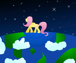 Size: 2000x1667 | Tagged: safe, fluttershy, g4, animated, cloud, cloudy, earth, female, solo, stars
