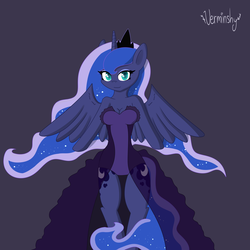 Size: 5000x5000 | Tagged: safe, artist:verminshy, princess luna, anthro, g4, absurd resolution, clothes, dress, female, solo