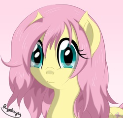 Size: 1300x1250 | Tagged: safe, artist:bugplayer, fluttershy, pegasus, pony, g4, alternate hairstyle, female, looking at you, loose hair, mare, messy mane, smiling, solo