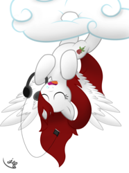 Size: 1080x1450 | Tagged: safe, artist:bugplayer, oc, oc only, pegasus, pony, cloud, eyes closed, female, mare, simple background, solo, transparent background, upside down