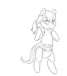 Size: 1689x1929 | Tagged: safe, artist:operationfluff, oc, oc only, earth pony, pony, bipedal, diaper, monochrome, non-baby in diaper, solo