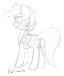 Size: 1200x1417 | Tagged: safe, artist:martian, scootaloo, g4, female, monochrome, older, sketch, solo, wonderbolt trainee uniform