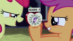 Size: 1690x951 | Tagged: safe, edit, apple bloom, scootaloo, twilight sparkle, g4, season 4, countdown