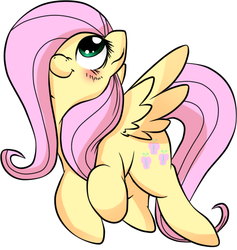 Size: 509x538 | Tagged: safe, artist:kawaiiminyan, fluttershy, g4, cute, female, hair over one eye, shyabetes, solo
