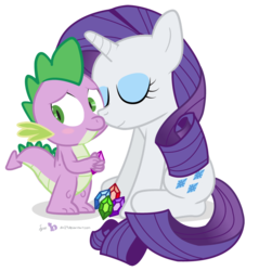 Size: 860x900 | Tagged: safe, artist:dm29, rarity, spike, g4, blushing, female, gem, male, nuzzling, ship:sparity, shipping, simple background, straight, transparent background