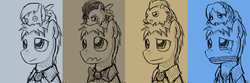 Size: 900x300 | Tagged: safe, artist:saturnspace, derpy hooves, doctor whooves, perfect pace, time turner, pegasus, pony, ask discorded whooves, g4, chubbie, discord whooves, discorded, doctor who, female, mare, the master