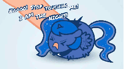 Size: 792x444 | Tagged: safe, artist:4as, princess luna, alicorn, pony, g4, animated, blob, chibi, dialogue, eyes closed, female, flash, game, i am the night, link, open mouth, poking, stop touching me, touch
