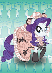 Size: 1024x1448 | Tagged: safe, artist:bonniepink, rarity, pony, unicorn, g4, black butler, ciel phantomhive, clothes, crossover, dress, female, hat, horn, mare, solo