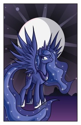 Size: 776x1200 | Tagged: safe, artist:xexus, princess luna, alicorn, pony, g4, female, moon, night, solo, spread wings, wings