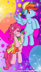 Size: 675x1183 | Tagged: safe, artist:superfluttershy100, pinkie pie, rainbow dash, g4, bubble berry, duo, gay, male, rainbow blitz, rule 63, ship:bubbleblitz, ship:pinkiedash, shipping