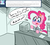 Size: 770x700 | Tagged: safe, artist:tess, pinkie pie, g4, ask, clothes, computer, desk, female, glasses, necktie, office, paperwork, pencil, ponyville replies, shirt, solo, table, tumblr, working