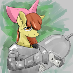 Size: 1200x1200 | Tagged: safe, artist:ruby, apple bloom, earth pony, pony, g4, bender bending rodríguez, clothes, costume, crossover, female, filly, foal, futurama, male, solo