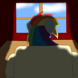 Size: 1280x1280 | Tagged: safe, artist:batmarereturns, rainbow dash, g4, backlighting, batmarereturns, dark, female, solo, window