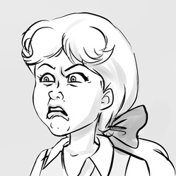 Size: 706x709 | Tagged: safe, artist:yunyin, megan williams, human, sea pony, g1, comic, dialogue, disgusted, female, grayscale, hoers, monochrome, reaction image, solo