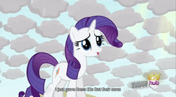 Size: 640x355 | Tagged: safe, screencap, rarity, g4, magical mystery cure, female, meme, mlp-captions, solo, youtube caption