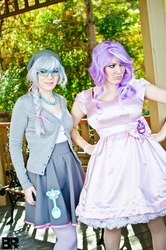 Size: 636x960 | Tagged: safe, artist:kalasnacks, artist:panda treats, diamond tiara, silver spoon, human, g4, cosplay, irl, irl human, photo