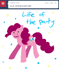Size: 500x647 | Tagged: dead source, safe, artist:steveholt, pinkie pie, earth pony, pony, g4, :3, animated, ask, cutie mark, dancing, female, gif, hooves, lineless, mare, pinkie pie answers, solo, tumblr