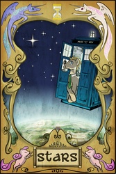 Size: 1204x1799 | Tagged: dead source, safe, artist:robd2003, doctor whooves, time turner, g4, card, doctor who, flying, hourglass, male, solo, space, stars, tardis, tarot, tarot card, vertigo