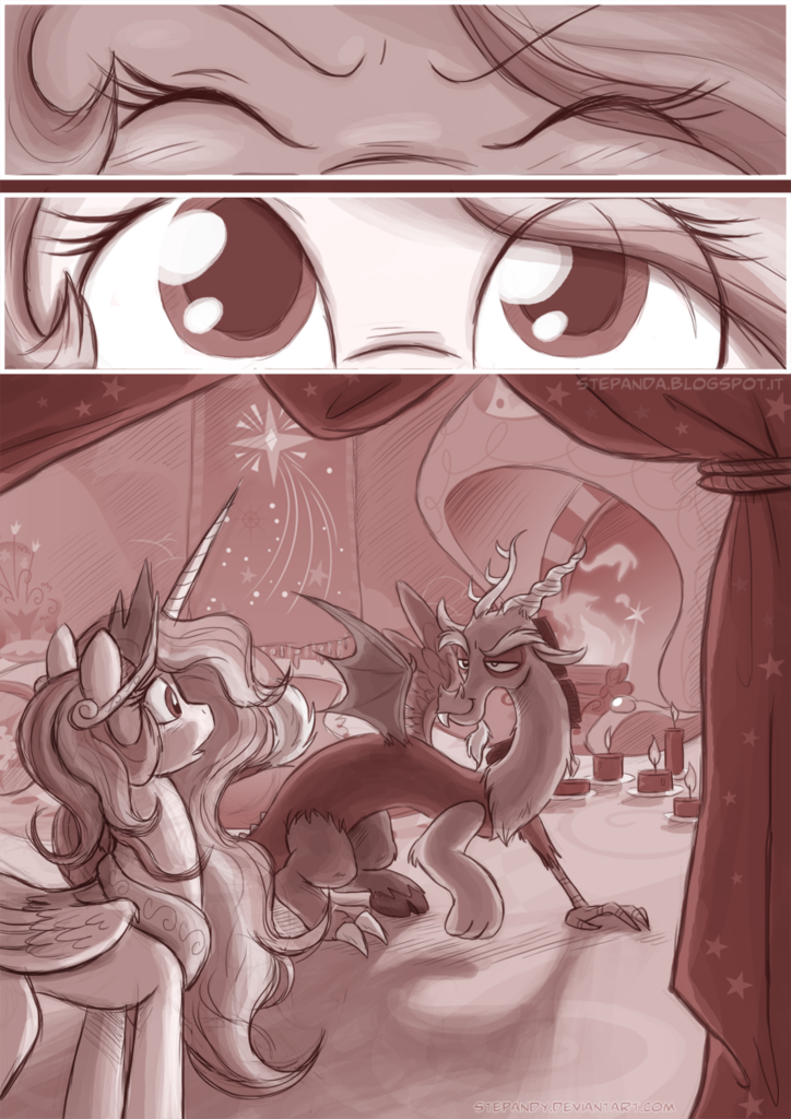 Discord comics. Комикс Mark of Chaos MLP. Принцесса Селестия и Дискорд. Дискорд комиксы. Принцесса Селестия и Дискорд любовь комиксы.