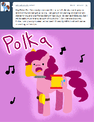 Size: 500x647 | Tagged: safe, artist:steveholt, pinkie pie, g4, accordion, animated, cymbals, female, harmonica, musical instrument, pinkie pie answers, solo, tuba, tumblr