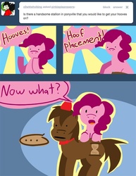Size: 500x647 | Tagged: safe, artist:steveholt, doctor whooves, pinkie pie, time turner, g4, duo, fez, hat, pinkie pie answers, tumblr