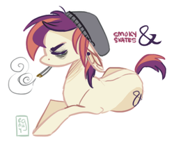 Size: 397x334 | Tagged: safe, artist:moonswirll, oc, oc only, pony, beanie, drugs, earring, hat, male, smoke, smoking, solo, stallion