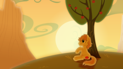 Size: 10000x5626 | Tagged: safe, artist:spectty, braeburn, g4, absurd resolution, apple tree, cloud, cloudy, male, solo, sunset