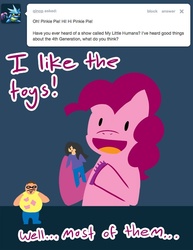 Size: 500x647 | Tagged: safe, artist:steveholt, pinkie pie, human, g4, doll, female, pinkie pie answers, solo, toy, tumblr