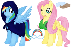 Size: 1095x730 | Tagged: safe, artist:crowmagnon, fluttershy, rainbow dash, g4, alternate universe