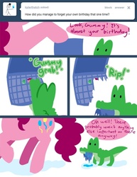 Size: 500x647 | Tagged: safe, artist:steveholt, gummy, pinkie pie, g4, calendar, pinkie pie answers, tumblr