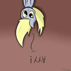 Size: 2000x2000 | Tagged: safe, artist:spenws, derpy hooves, pegasus, pony, g4, cute, derp, female, mare, solo, upside down