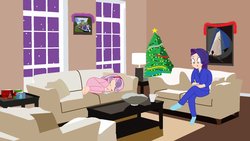 Size: 1191x670 | Tagged: safe, artist:garretthegarret, rarity, sweetie belle, equestria girls, g4, christmas, clothes, pajamas