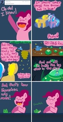 Size: 1010x1962 | Tagged: safe, artist:steveholt, gummy, pinkie pie, oc, bee, bird, g4, cabbage, heart, pinkie pie answers, spaceship, tree, tumblr