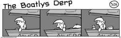 Size: 1280x404 | Tagged: safe, artist:tetrapony, derpy hooves, pegasus, pony, comic:the daily derp, g4, comic, female, mare, monochrome, sea sickness, the boatlys derp