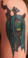 Size: 382x782 | Tagged: safe, artist:skunk412, queen chrysalis, g4, tattoo