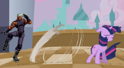 Size: 400x220 | Tagged: safe, twilight sparkle, g4, canterlot, king of fighters, krizalid, snk, sprite, typhoon rage, windswept mane