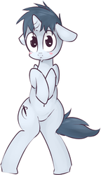 Size: 521x907 | Tagged: dead source, safe, artist:kryptchild, oc, oc only, oc:cobalt snow, pony, bipedal, blushing, solo