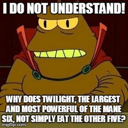 Size: 600x600 | Tagged: safe, caption, futurama, image macro, implied vore, lrrr, male, solo, text