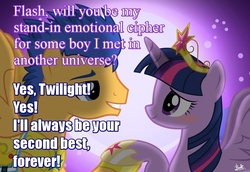 Size: 1024x706 | Tagged: safe, artist:benkomilk, edit, flash sentry, twilight sparkle, g4, female, male, reality ensues, ship:flashlight, shipping, straight, text, truth, twilight sparkle (alicorn)