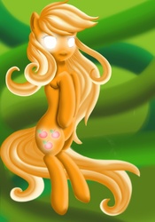 Size: 989x1414 | Tagged: safe, artist:soldierwithwings, applejack, g4, female, glowing eyes, loose hair, solo