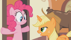 Size: 1280x720 | Tagged: safe, edit, screencap, applejack, pinkie pie, alicorn, pony, g4, applecorn, race swap