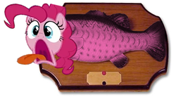 Size: 524x290 | Tagged: safe, pinkie pie, fish, g4, actually salmon for once, wat