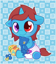 Size: 897x1016 | Tagged: safe, artist:cuddlehooves, oc, oc only, pony, baby, baby pony, diaper, poofy diaper, solo