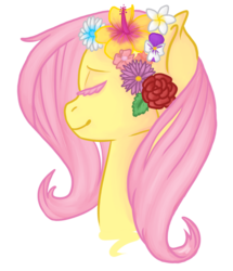 Size: 828x965 | Tagged: safe, artist:jacktryoshka, fluttershy, g4, female, floral head wreath, flower, portrait, solo