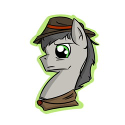 Size: 800x800 | Tagged: safe, artist:itspencilguy, oc, oc only, oc:prodigious peddler, fallout equestria, portrait, solo, tales of a junk town pony peddler