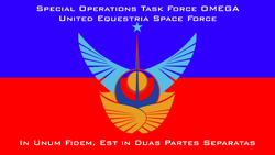 Size: 1191x670 | Tagged: safe, artist:pilotsolaris, flag, latin, logo, special operations task force omega, united equestria space force