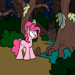 Size: 3000x3000 | Tagged: safe, artist:s8ansglory, pinkie pie, earth pony, pony, g4, female, forest, mangrove tree, solo, swamp, tree, wat