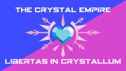 Size: 1191x670 | Tagged: safe, artist:pilotsolaris, crystal empire, crystal heart, flag, latin, logo