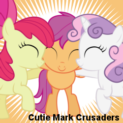 Size: 250x250 | Tagged: safe, apple bloom, scootaloo, sweetie belle, g4, cutie mark crusaders, meta, spoilered image joke