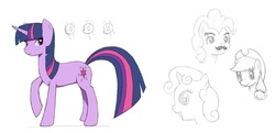 Size: 1280x621 | Tagged: safe, artist:focant, applejack, pinkie pie, sweetie belle, twilight sparkle, g4, sketch